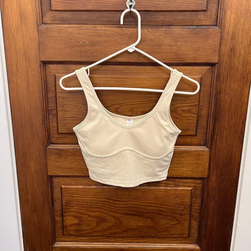 GOLD HINGE Lined Crop Top Bra (Light Cream) sz S NWT's $44